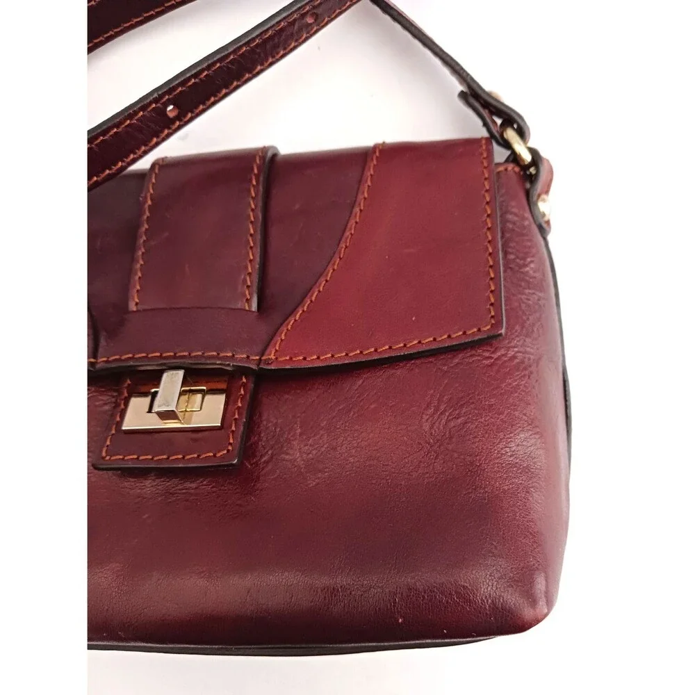 Floto Cognac Brown Leather Crossbody Bag Made in Italy 8X6